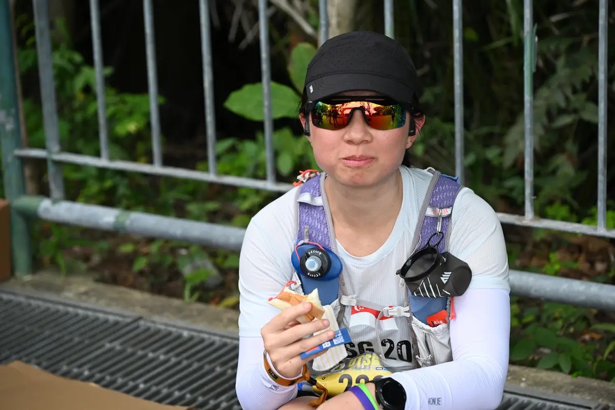 Joanne running race checkpoint